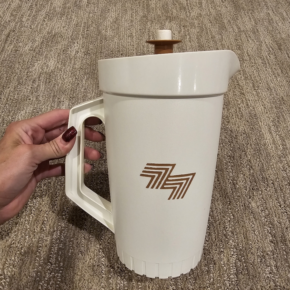 Tupperware Cream Pitcher with Brown Accent
